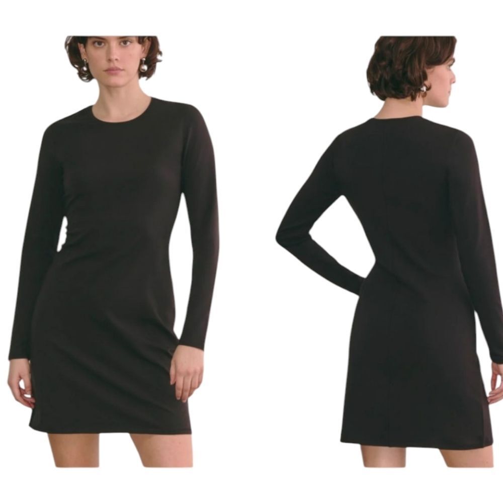 NWT Everlane The Form Mini Dress Long Sleeve Black Supima Cotton Size M